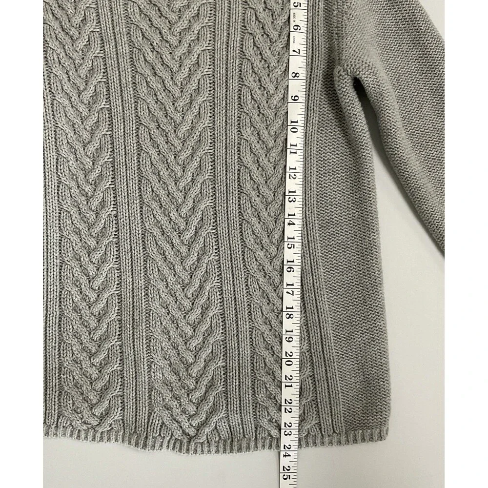 Gap Women's Sweater Cable-Knit Pullover Gray 100% Cotton Size Medium